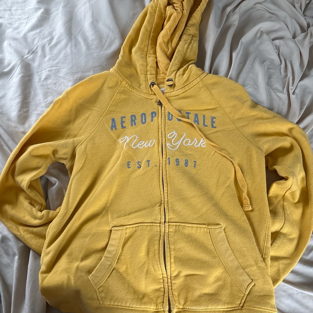 Aeropostale Mustard Yellow Zip-Up Hoodie